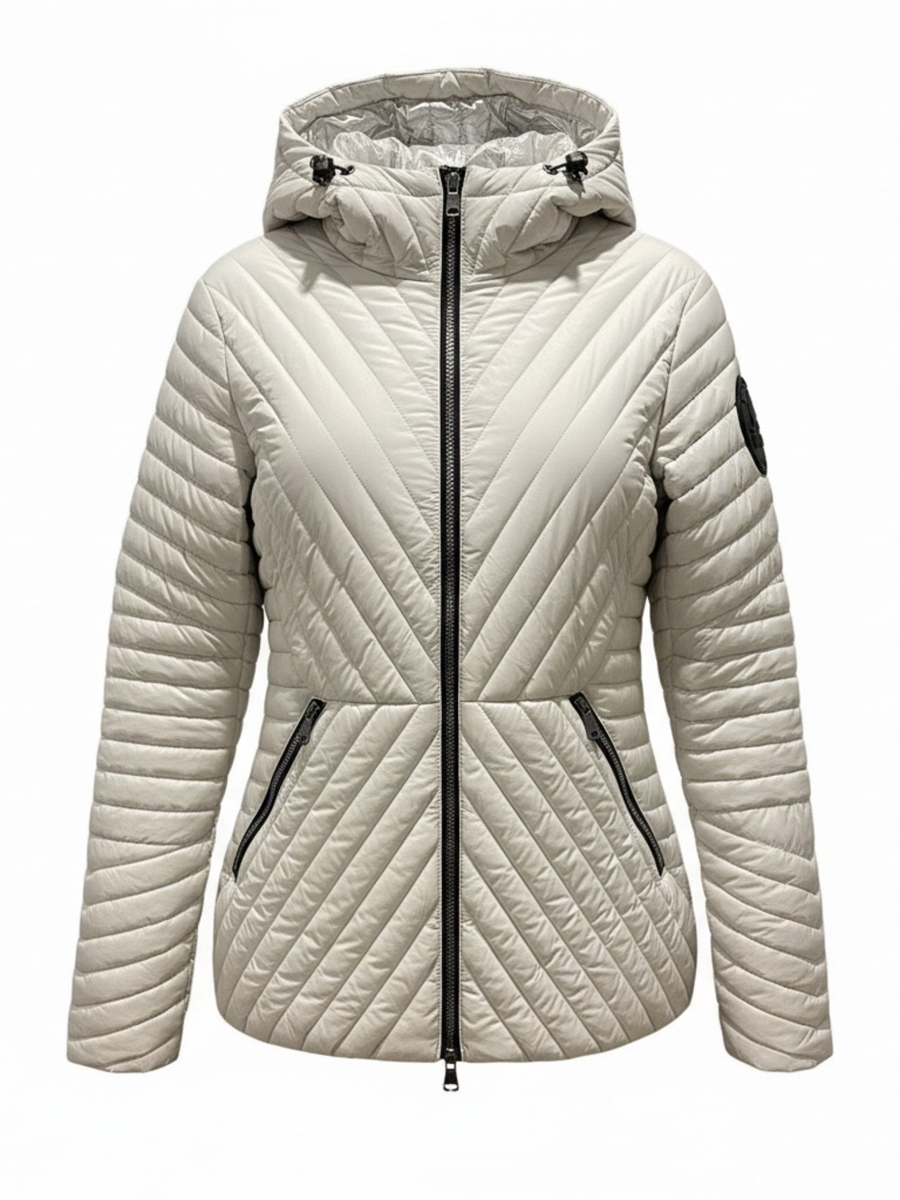 Pajar Women's Light Grey Quilted Hooded Puffer Jacket